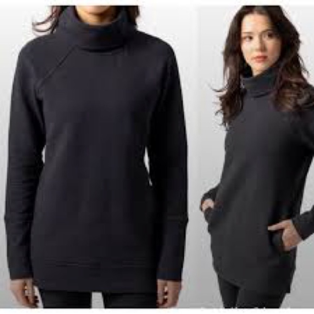 NWT Saint + Sofia Black Classic Cotton Cowl Roll Neck Sweater W Pockets SZ 10